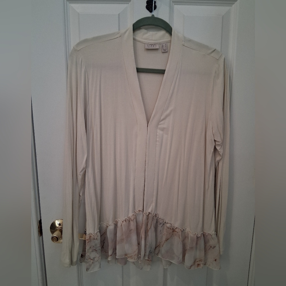 LOGO by Lori Goldstein Ivory Long Sleeve Cardigan